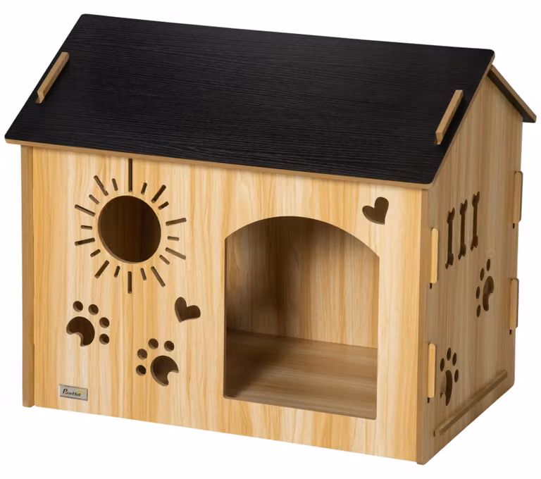 Cuccia per cani in legno PawHut con aperture di ventilazione, per interni, in rovere