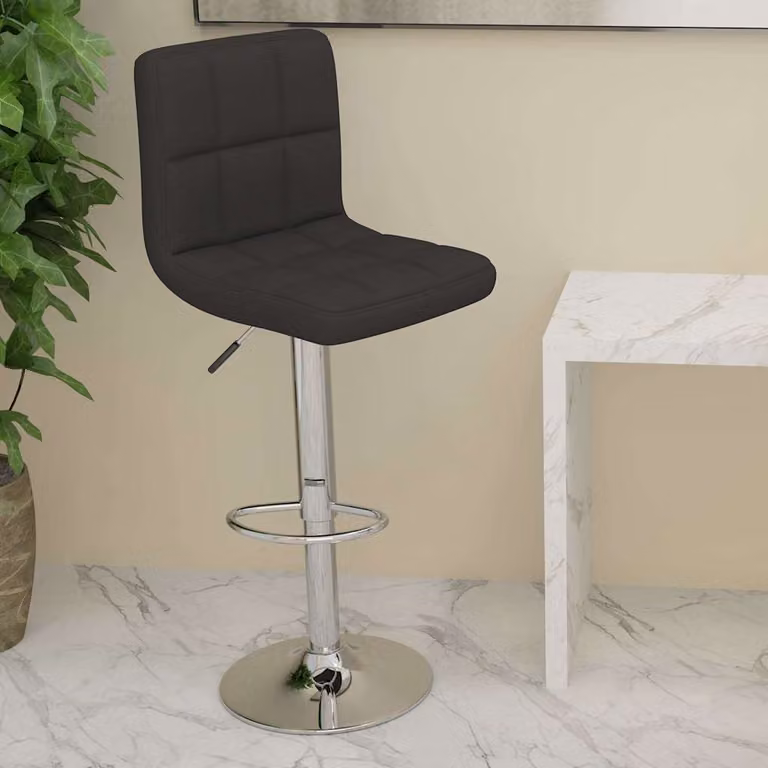 Sgabello da bar vidaXL moderno in tessuto nero con struttura in metallo L: 40 cm, P: 47 cm, H: 111 cm