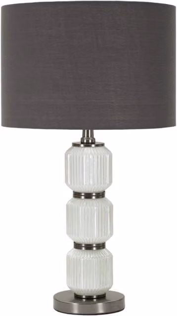 Lampada da tavolo Bright Charme1921 in vetro e tessuto, H 57 cm, L 32,5 cm, colore grigio e bianco