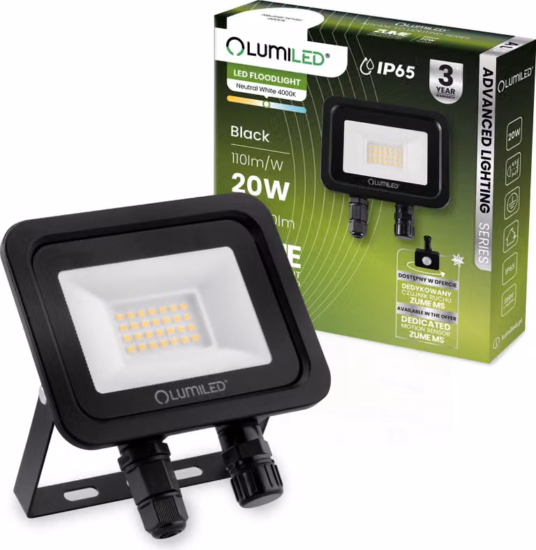 LUMILED Faretto LED 20W super luminoso per esterno 2200Lm Faretto LED per esterno IP65 impermeabile 4000K bianco neutro proiettore ALS proiettori nero proiettore faretti
