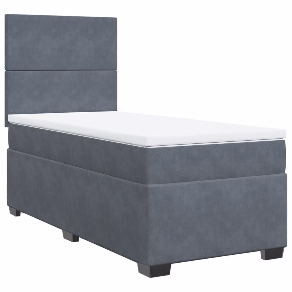 Giroletto a Molle con Materasso Grigio Scuro 100x200 cm Velluto
