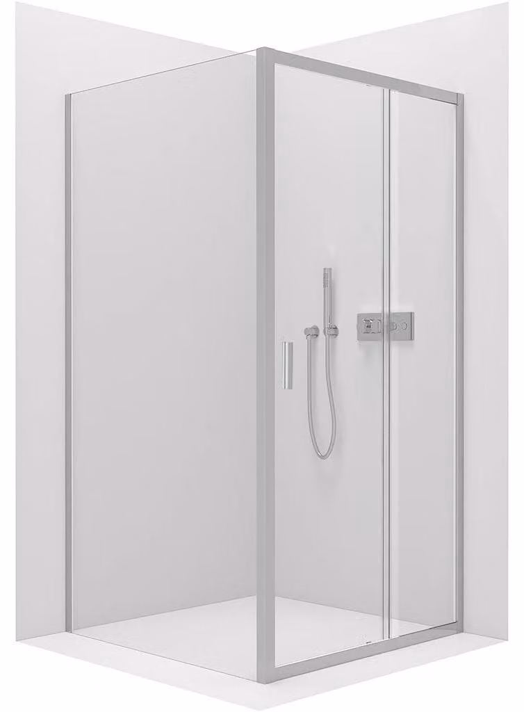 Cabina doccia Varone LINE L/P - 6 mm - cromata, vetro trasparente - 130x80x195 cm - scorrevole