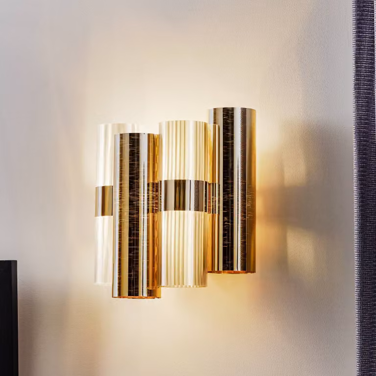 Slamp Applique da parete di design La Lollo, dimmerabile, Ottone / Oro, Soggiorno / Sala da pranzo, Plastica, Design, Applique