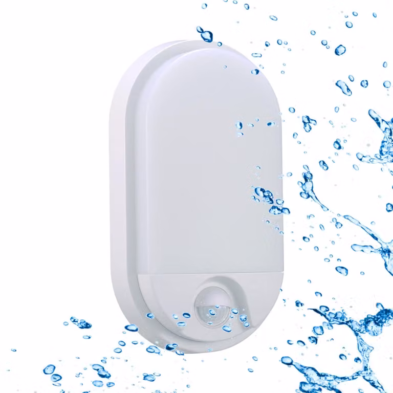 Lampada a LED da esterno/interno, 10W, forma ovale, grado di protezione IP54, sensore PIR, temperatura di colore 3000K, flusso luminoso 950lm