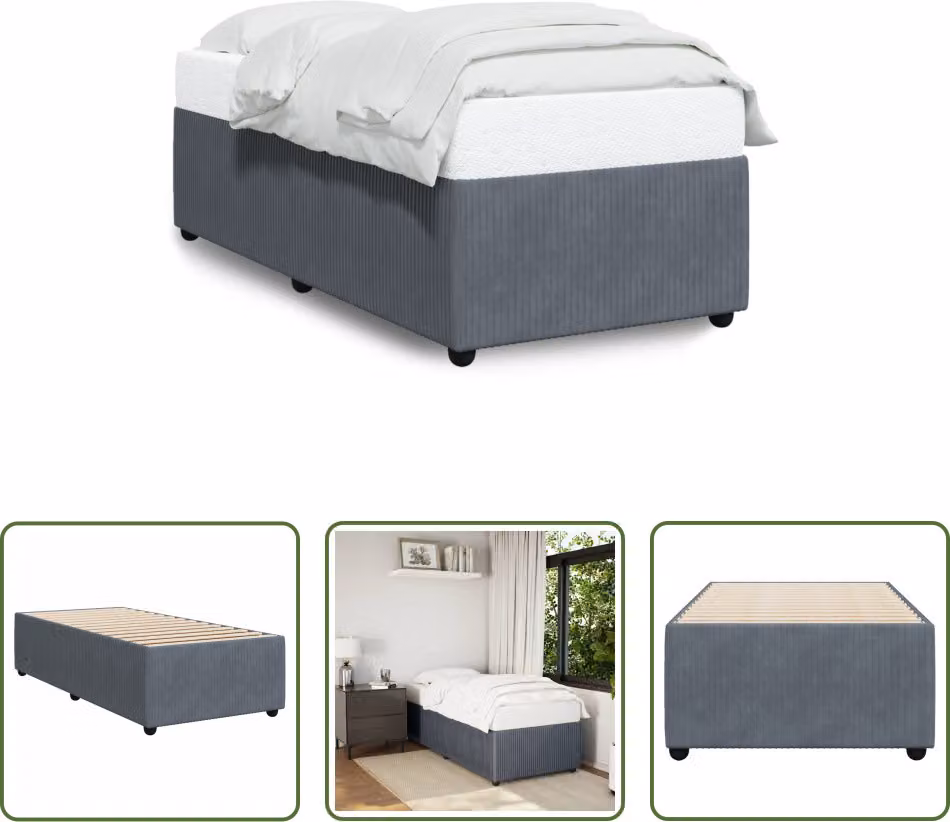The Living Store Struttura letto grigio scuro 80x200 cm in velluto