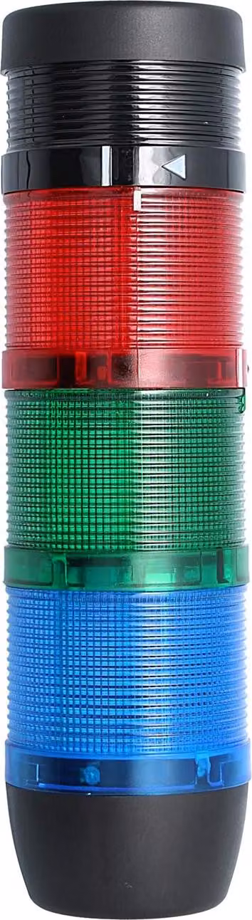 Colonna segnaletica STEX24 blu-verde-rossa, 70 mm, 24 V CA/CC, luce LED fissa con cicalino, SS70-B3/24 102 Volume 90 db - 1 pezzo