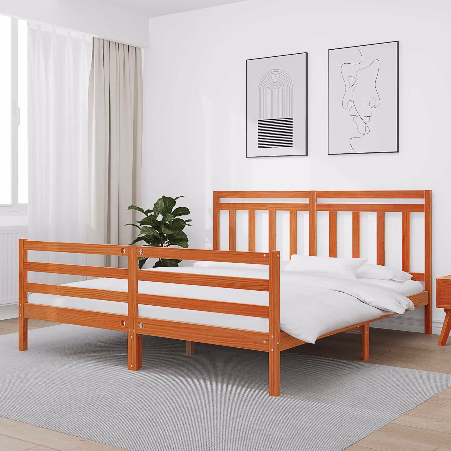 Struttura del letto con testiera vidaXL in legno di pino marrone cerato L/P/H: 180 x 200 x 100 cm