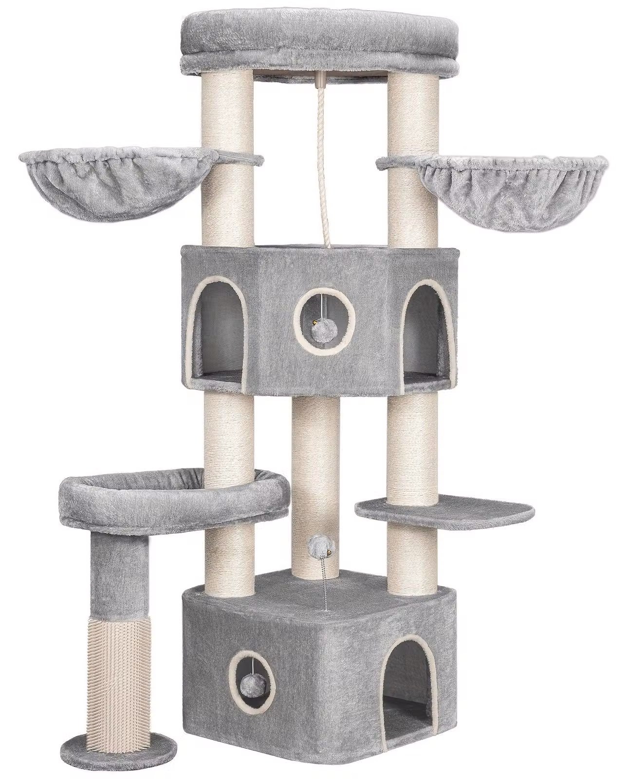Albero per gatti - Tiragraffi per gatti - Struttura per gatti - Mobile per gatti - Torre per gatti - Altezza: 163 cm - Pali in sisal di spessore 11 cm