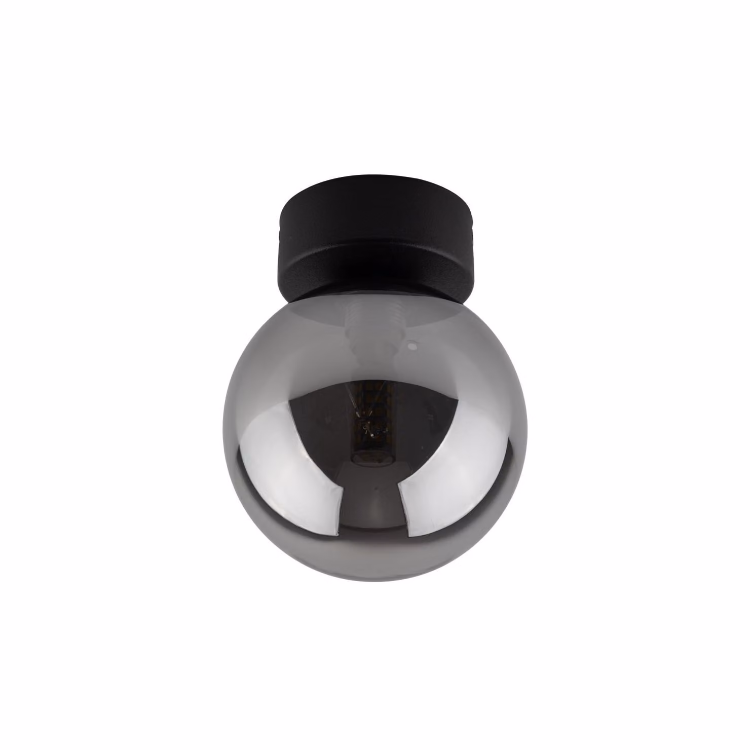 Lampada da soffitto in metallo vetro fumé D: 12 cm tondo nero grafite G9 Moderno