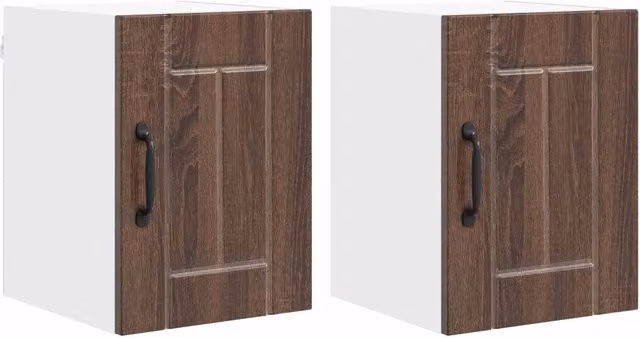 Set di 2 pensili da cucina moderni pratici portaoggetti 30 x 31 x 40 cm in legno multistrato rovere marrone 02_0053898