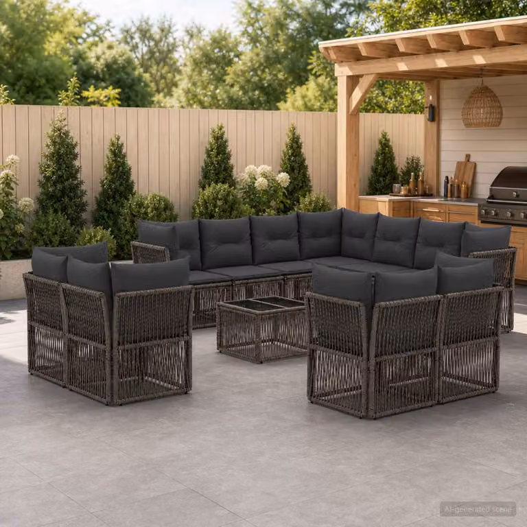 Maison Exclusive - Set di divani da giardino, 12 pezzi, grigio, in rattan sintetico