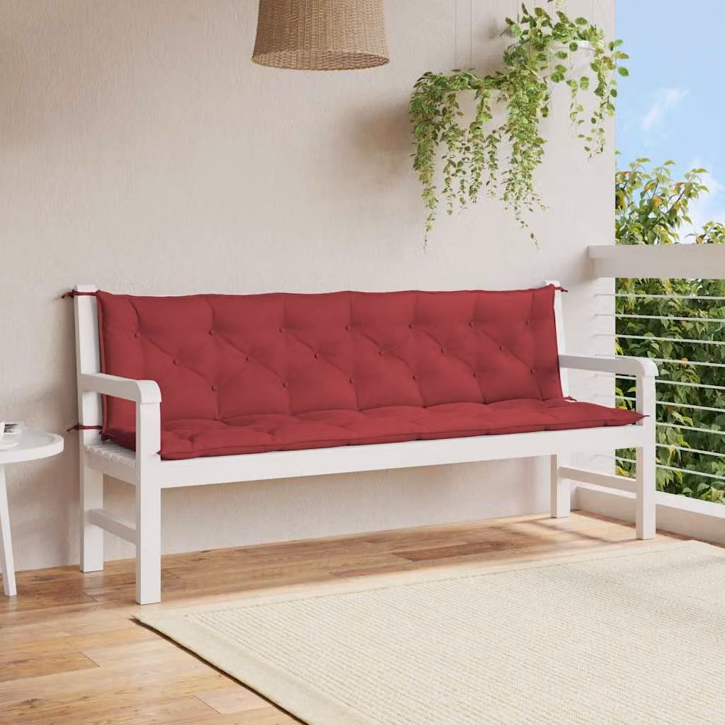 Set di 2 cuscini per panca vidaXL in tessuto Oxford rosso, impermeabili e traspiranti, L 200 cm x P 50 cm x H 7 cm