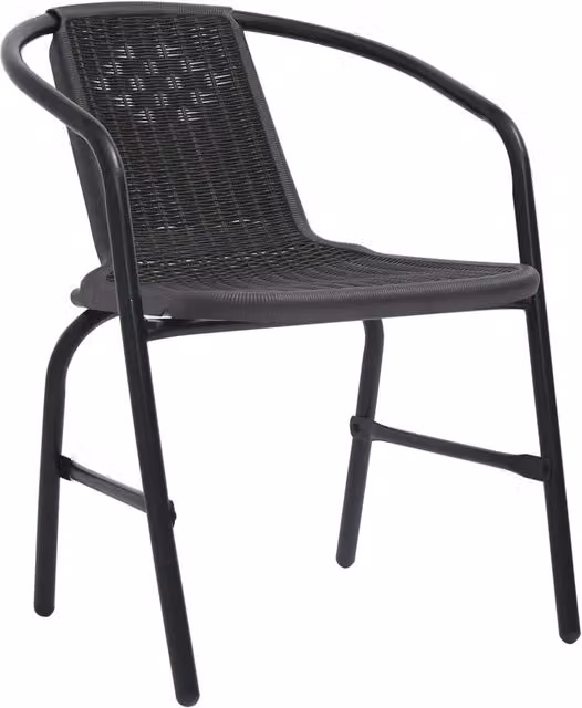 Set di 4 sedie da giardino vidaXL impilabili in rattan nero con braccioli e struttura in acciaio verniciato a polvere – 1