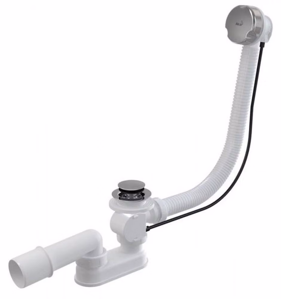Sifone per vasca da bagno Alcadrain (Alcaplast) automatico completo, cromato A51CR-100