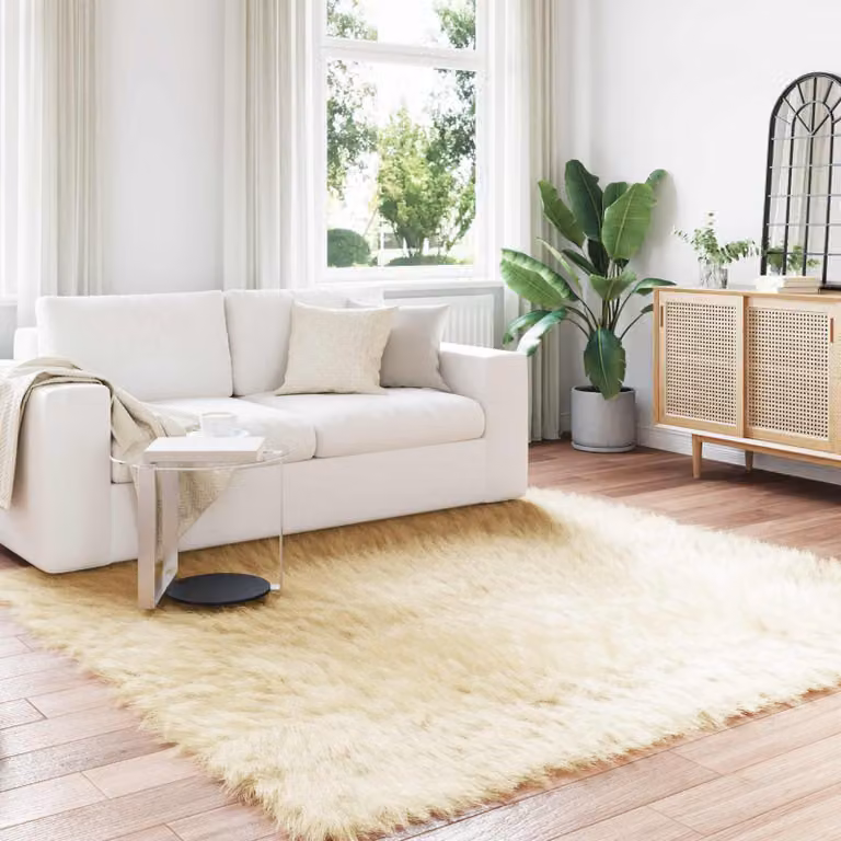 Tappeto moderno vidaXL in poliestere color beige, L 200 x P 200 cm