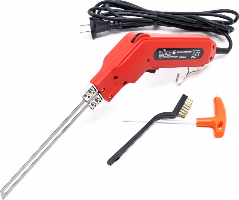 Taglierina Wiltec per polistirolo 200W, riscaldamento rapido con lama da 200 mm, per polistirolo, Styrodur e polistirene espanso rigido Taglierina a filo caldo fino a 600°C