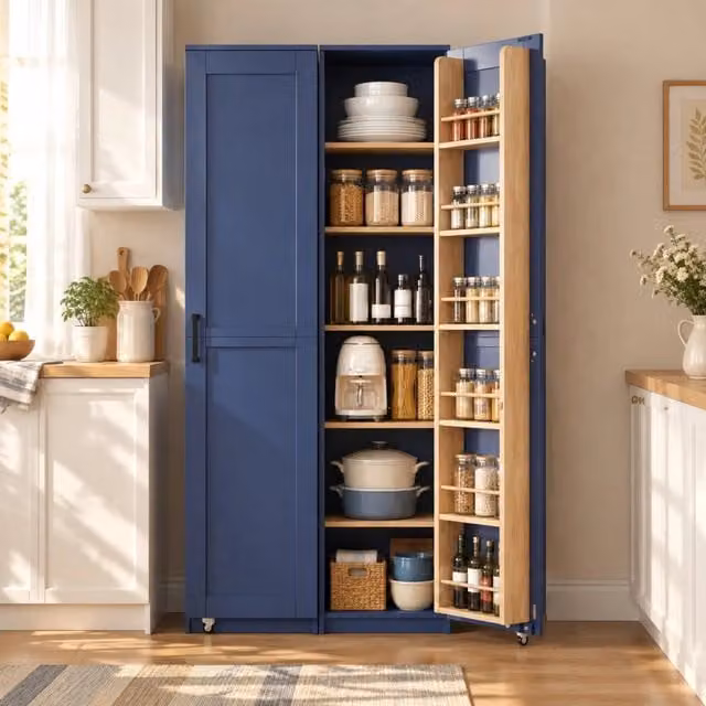 Mobiletto alto multifunzione in MDF con ripiani regolabili, 40x40x183 cm, adatto per cucina, soggiorno e bagno