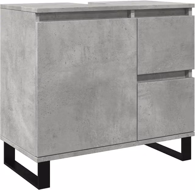 Mobile bagno sospeso dal design industriale HELLOSHOP26 in legno e metallo grigio, L: 65 cm, P: 33 cm, H: 60 cm
