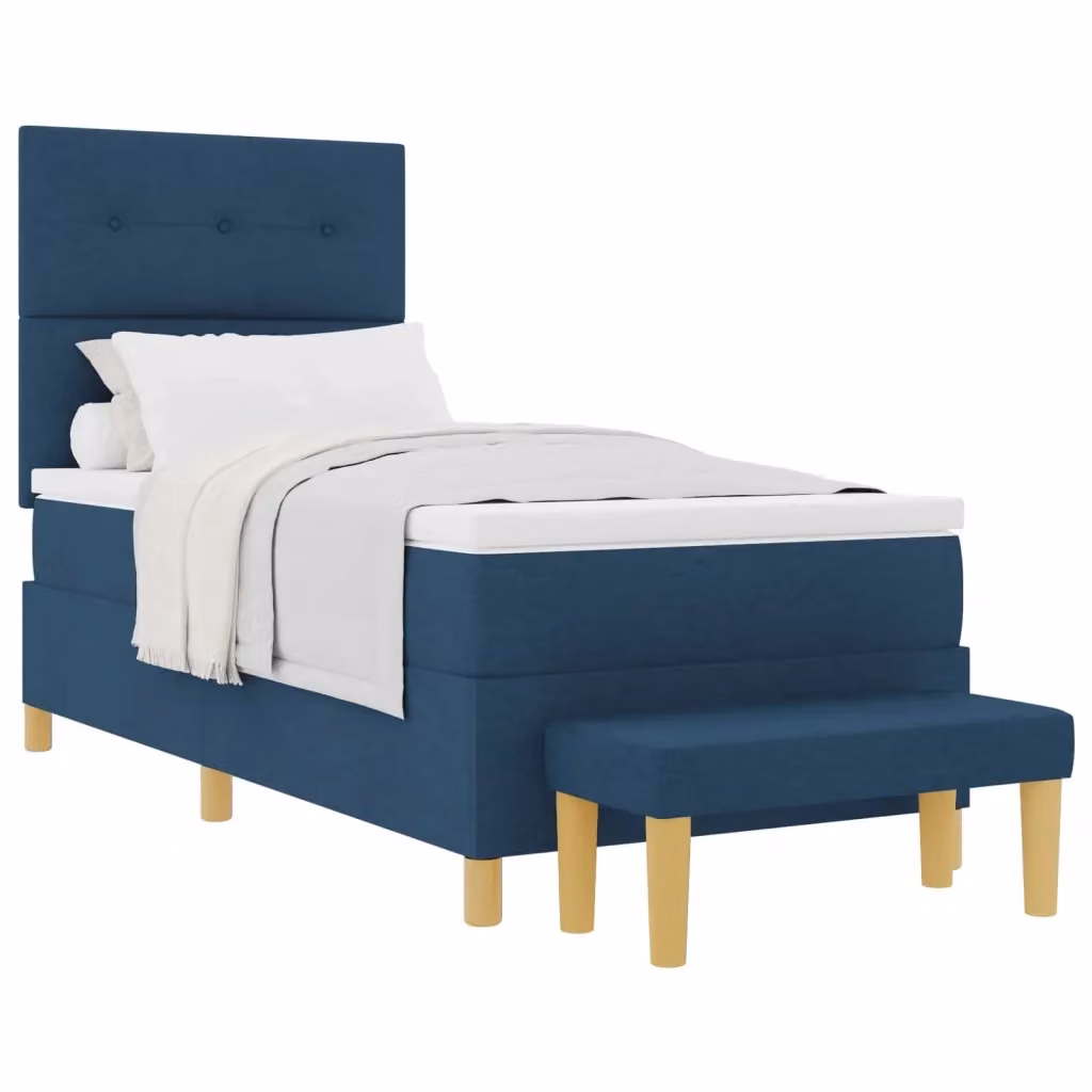 Letto a molle con testiera vidaXL in tessuto blu L 200 cm x P 80 cm x H 128 cm – 2