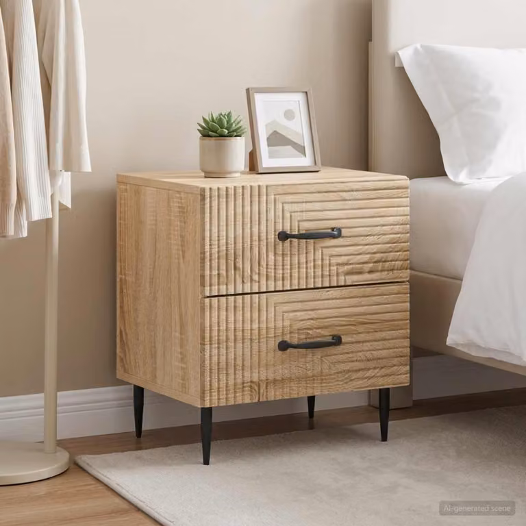 Set di 2 Armadi da Notte vidaXL in Rovere Sonoma, L 43 cm x P 34,5 cm x H 47,5 cm