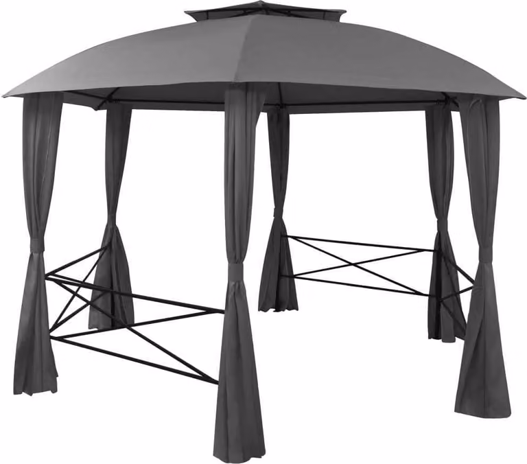 Gazebo Padiglione da Giardino con Tende Esagonale 360x265 cm