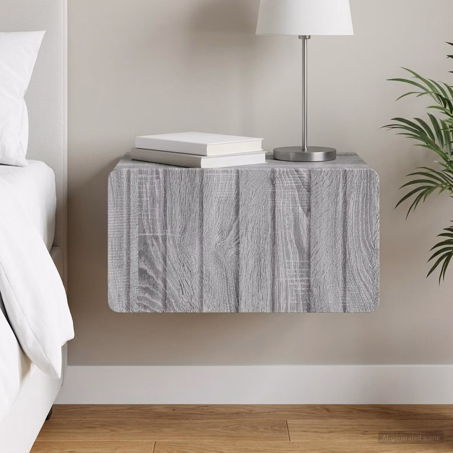 vidaXL Mobiletto da notte sospeso moderno Grigio Sonoma L 49 cm x P 34,5 cm x H 24 cm