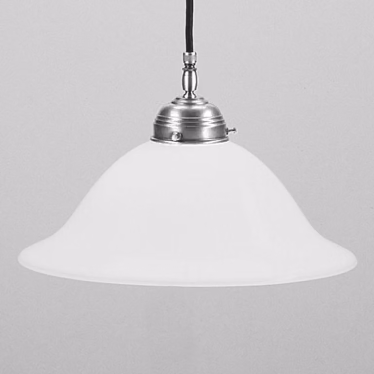 Berliner Messinglampen Lampada a sospensione ANJA, dimmerabile, Bianco / Opale, Soggiorno / Sala da pranzo, Vetro, Antico, Lampada a sospensione