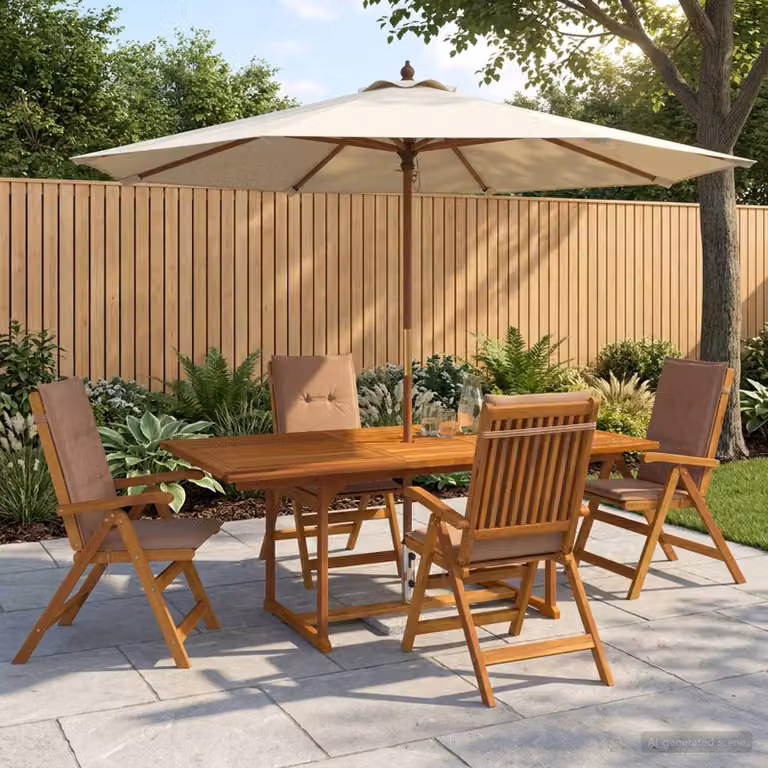Set da pranzo da giardino vidaXL in legno di acacia naturale composto da 5 pezzi