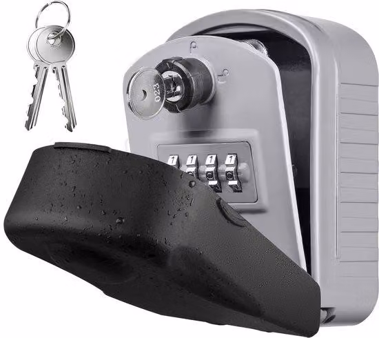 Armadietto portachiavi con codice a 4 cifre, impermeabile, grande, grigio