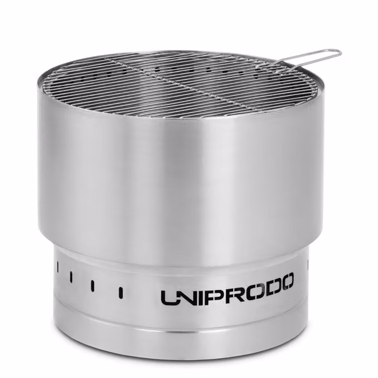 Expondo Uniprodo Braciere - in acciaio inox - con griglia - 55 x 55 x 48 cm