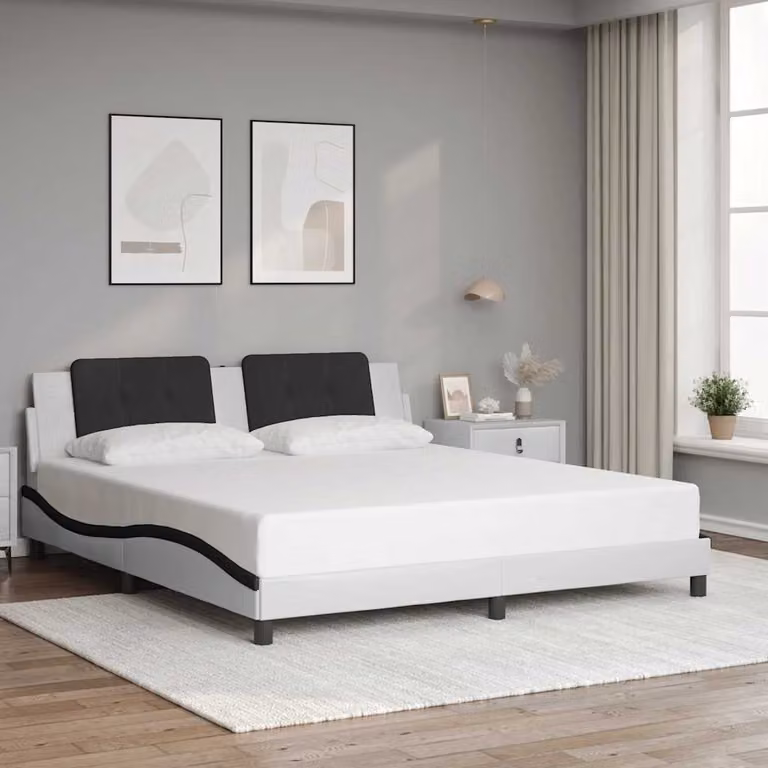 Giroletto senza materasso Zadar vidaXL in similpelle bianco e nero L/P: 180 x 200 cm