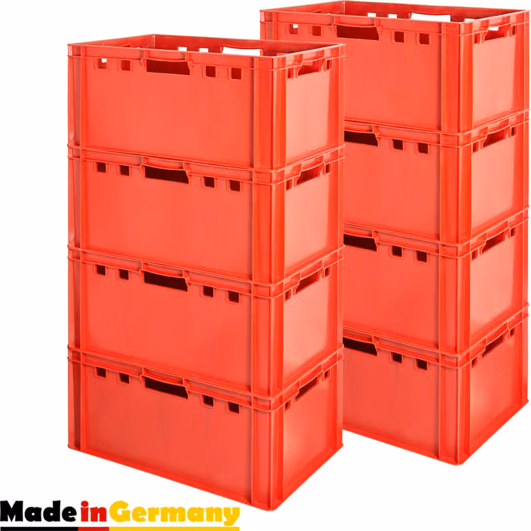 8 pezzi di contenitori per carne E3 rossi, Eurobox, adatti al contatto con gli alimenti, contenitori da macelleria, contenitori per la conservazione, vasche in plastica, impilabili, contenitori da magazzino 60 x 40 Kingpower