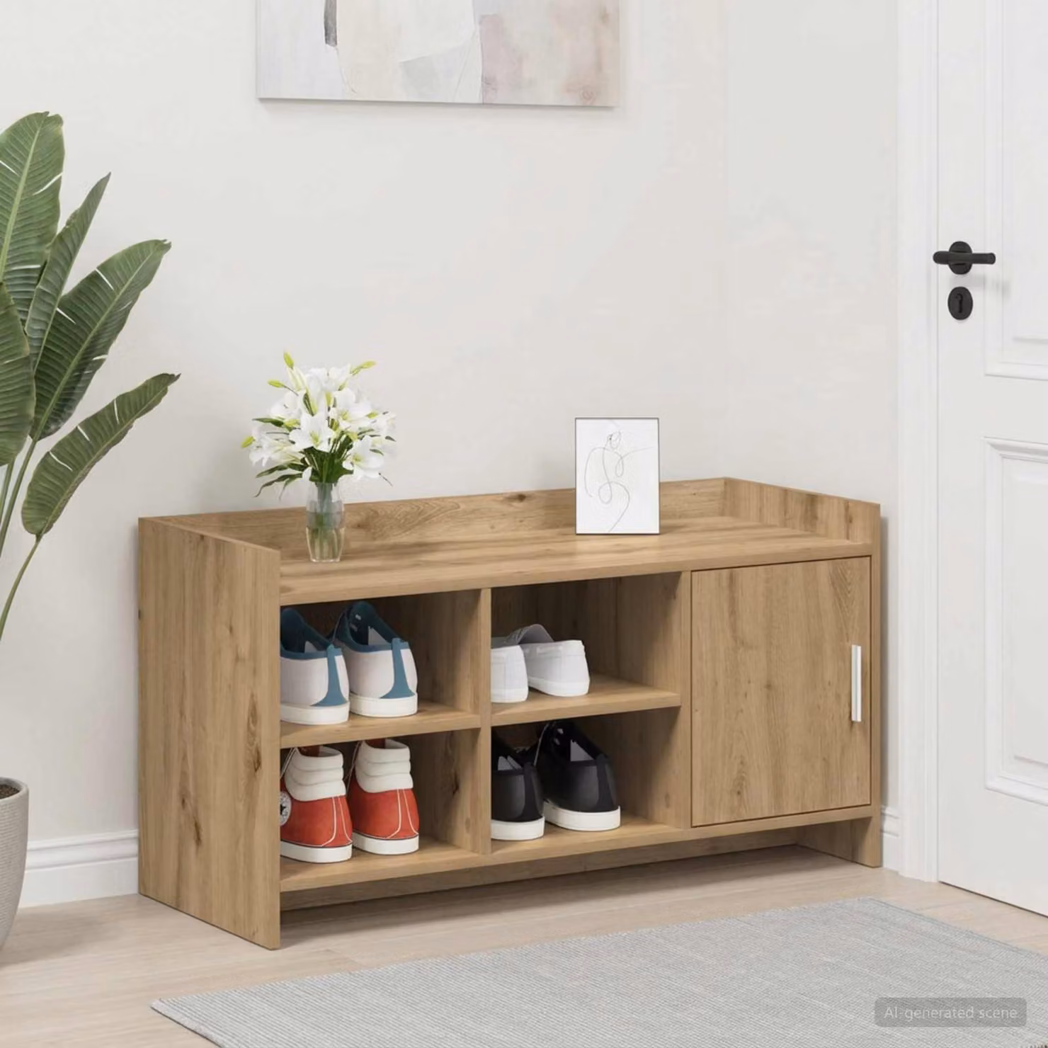 Mobile porta scarpe vidaXL in legno color rovere marrone L: 100 cm, P: 39,5 cm, H: 51 cm