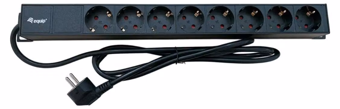 Equip 333314 Equip 19" Steckdosenleiste CEE7/7 90°->8xSchuko+Switch Alu.