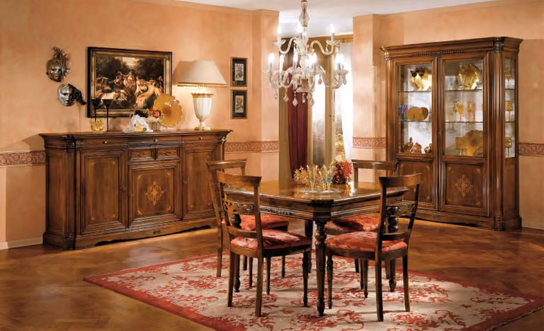 Esszimmer Set Esstisch 4x Stuhl Kommode Vitrine Garnitur Tisch Gruppe 7tlg Möbel
