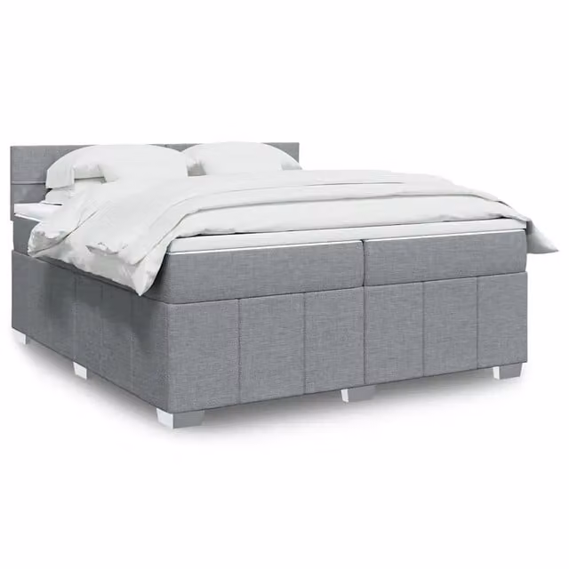 Letto Ibrido vidaXL con Materasso Grigio e Bianco, Struttura in Legno di Pino e Doghe Arcuate, con Illuminazione Sotto il Letto e Porta USB, L/P: 200 x 200 cm