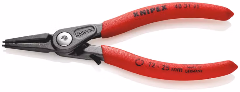 KNIPEX 48 31 J1 Pinza di precisione per anelli interni in fori forati con protezione antitrazione rivestita in plastica antiscivolo grigia atramentata 140 mm