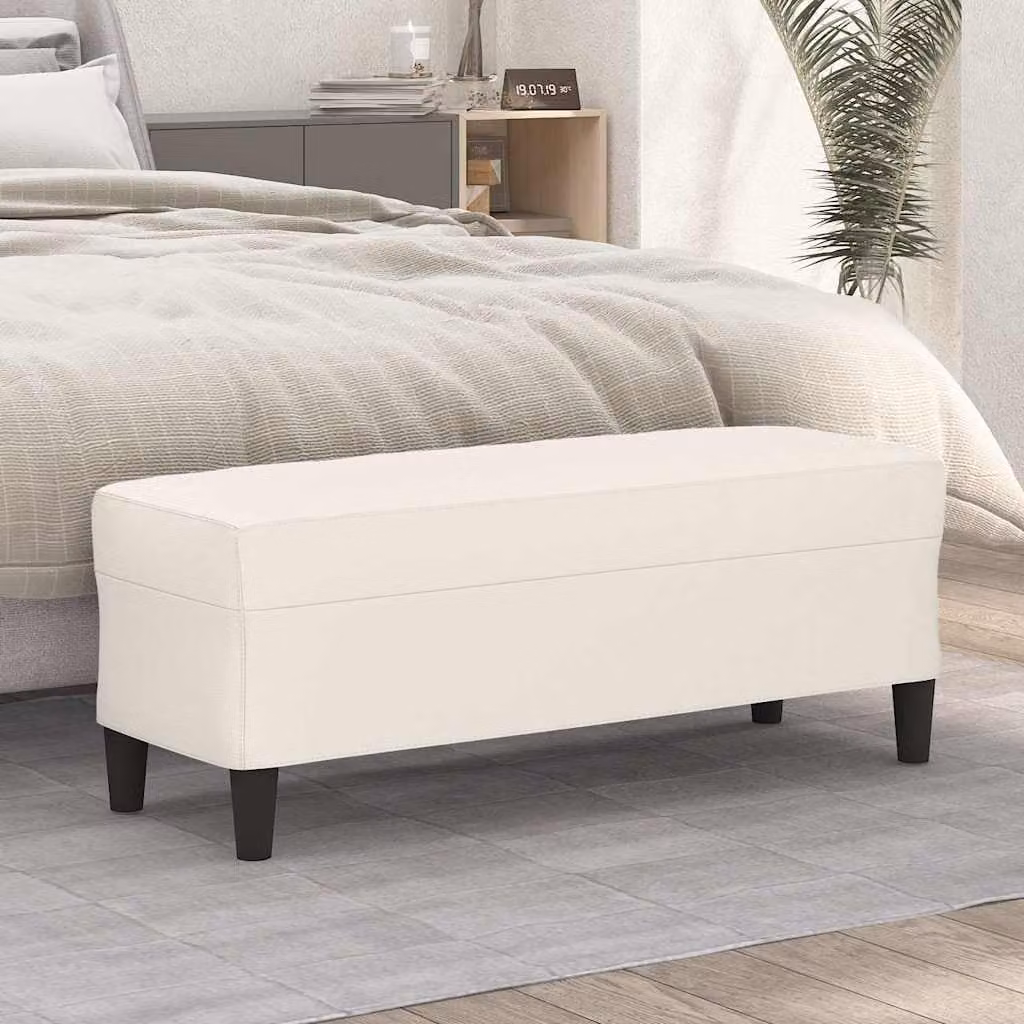 Panca vidaXL in similpelle color crema per soggiorno o camera da letto, L 100 x P 35 x H 41 cm