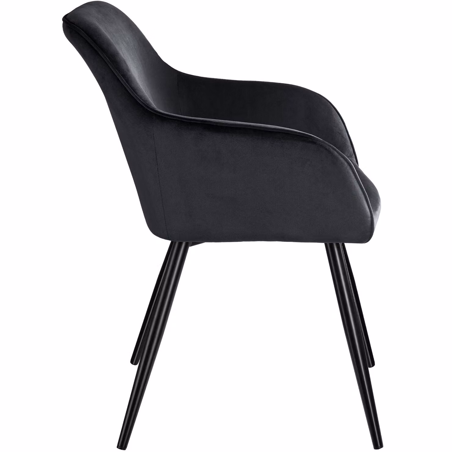 Sedia Marilyn tectake in velluto nero con gambe in metallo nero per soggiorno e sala da pranzo – 4