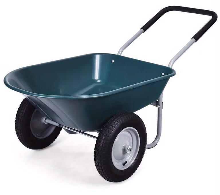 Carriola a due ruote - Carrello da giardino - Carrello per il giardino - Carrello per il trasporto di terra - Carrello robusto con telaio in acciaio