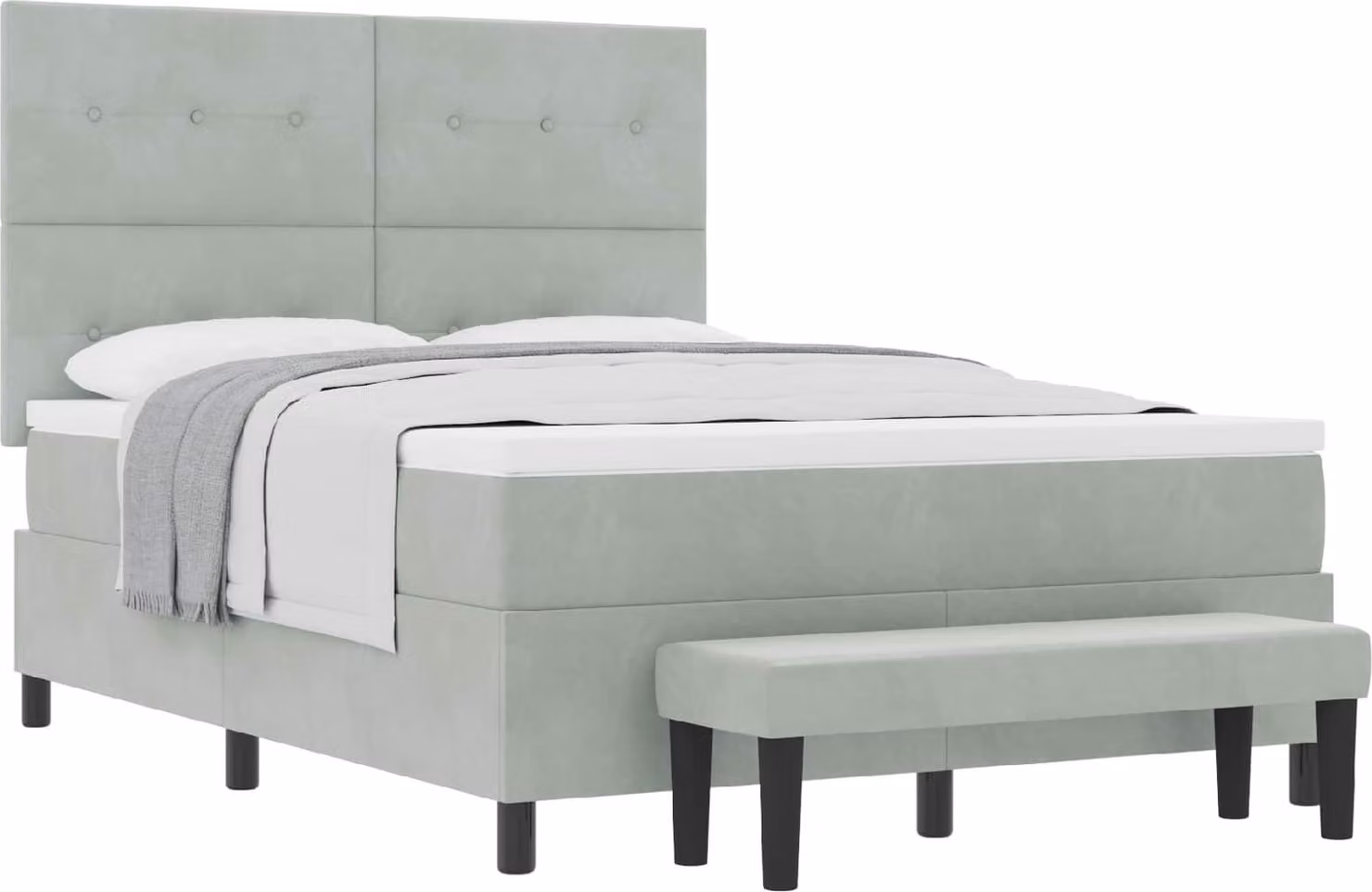 Letto a molle con testiera Grigio chiaro 200 x 140 cm Velluto