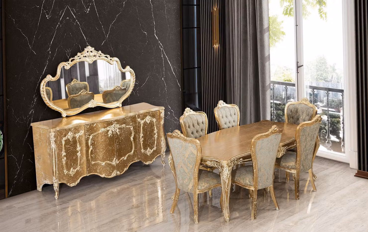 Esszimmer 6x Stuhl Garnitur Set Stühle Essgarnitur Essgruppe Luxus Möbel