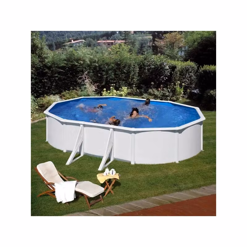 Piscina fuori terra ovale GRE in acciaio con filtro a sabbia, skimmer e scaletta, L: 500 cm, P: 300 cm, H: 120 cm – 2