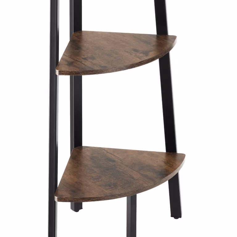 Scaffale ad angolo Portland tectake in stile industriale, legno scuro e metallo, L/P/H: 34.0 x 34.0 x 158.5 cm