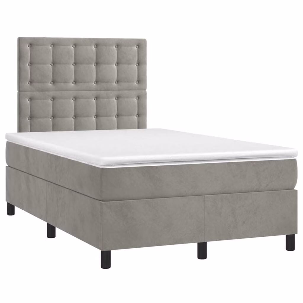 Maison Exclusive - Letto boxspring con materasso e LED grigio chiaro 120x190 cm velluto