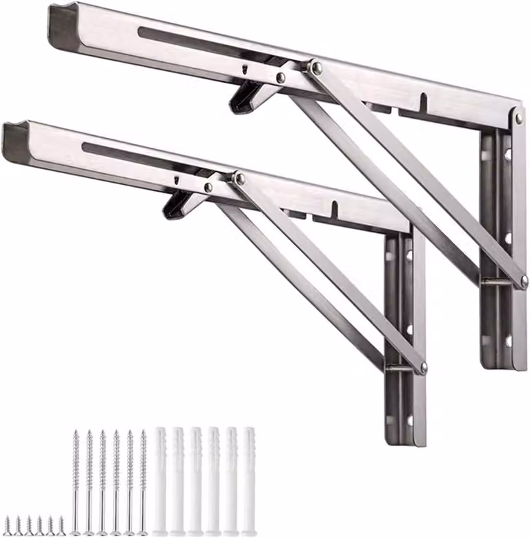 Console a scomparsa da parete, 400 mm, 2 pezzi, acciaio inossidabile, portata fino a 80 kg, per cucina