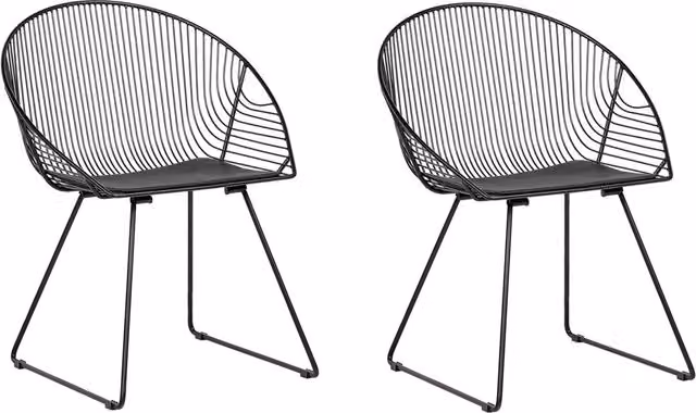 Set di 2 sedie da pranzo BELIANI in stile industriale con struttura in metallo nero e sedile in ecopelle nera opaca