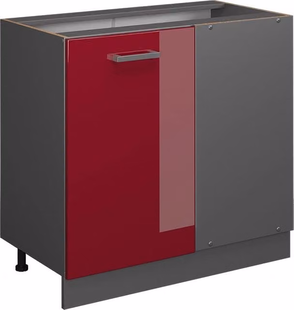 Mobile ad angolo cucina Vicco R-Line Rosso lucido e Antracite, L: 86 cm
