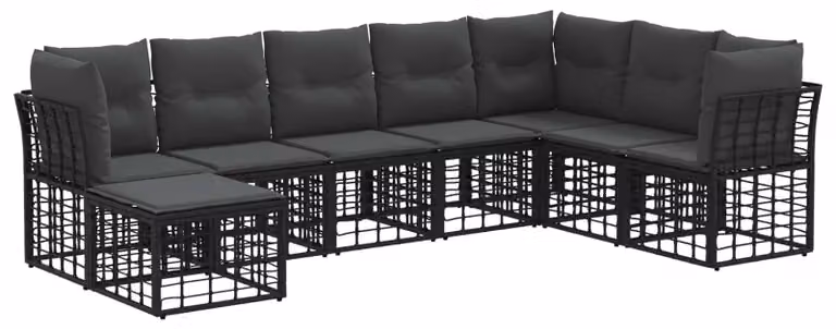 Set di divani da esterno Nero Poliestere