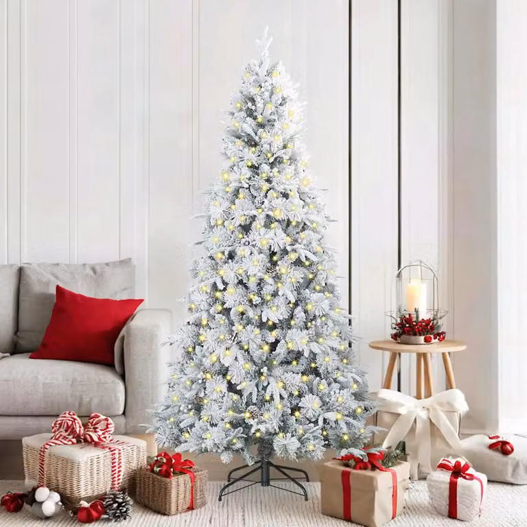 vidaXL Albero di Natale Artificiale con Rami Pieghevoli Bianco 180 cm